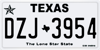 TX license plate DZJ3954