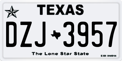 TX license plate DZJ3957