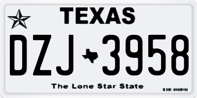 TX license plate DZJ3958