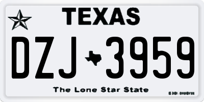 TX license plate DZJ3959