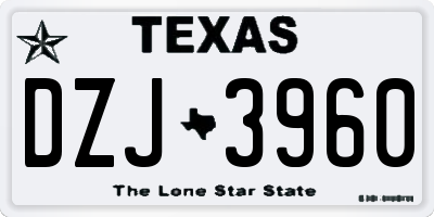 TX license plate DZJ3960