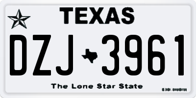 TX license plate DZJ3961