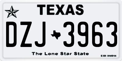 TX license plate DZJ3963