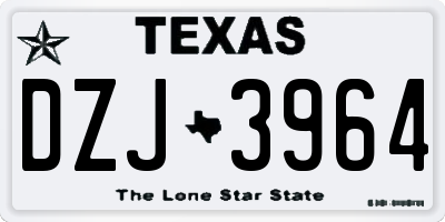 TX license plate DZJ3964