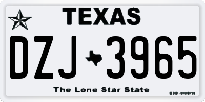 TX license plate DZJ3965