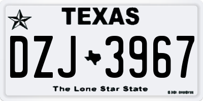 TX license plate DZJ3967