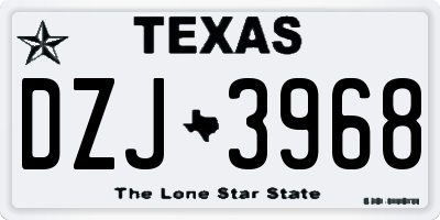 TX license plate DZJ3968