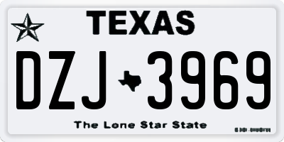 TX license plate DZJ3969