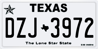 TX license plate DZJ3972