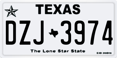TX license plate DZJ3974