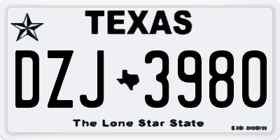 TX license plate DZJ3980