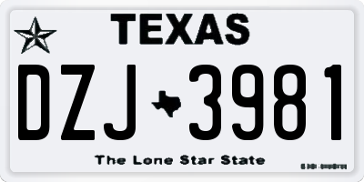 TX license plate DZJ3981