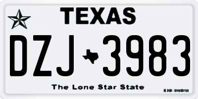 TX license plate DZJ3983