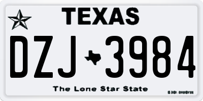 TX license plate DZJ3984