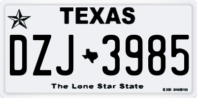 TX license plate DZJ3985