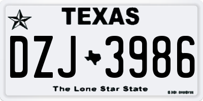 TX license plate DZJ3986
