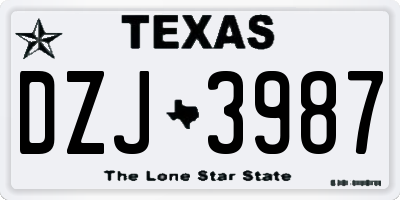 TX license plate DZJ3987