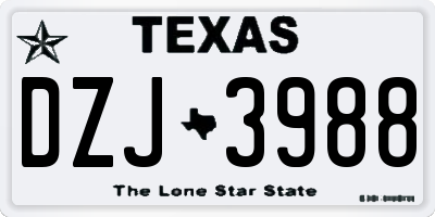 TX license plate DZJ3988