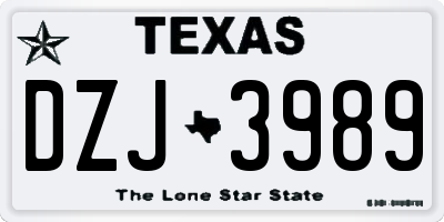 TX license plate DZJ3989