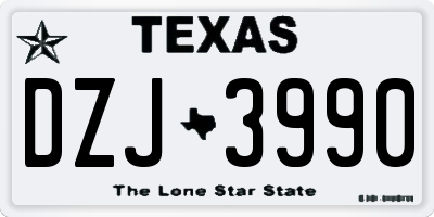 TX license plate DZJ3990