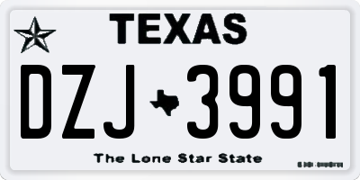 TX license plate DZJ3991