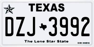 TX license plate DZJ3992