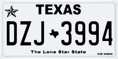 TX license plate DZJ3994