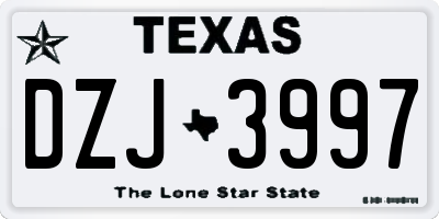 TX license plate DZJ3997