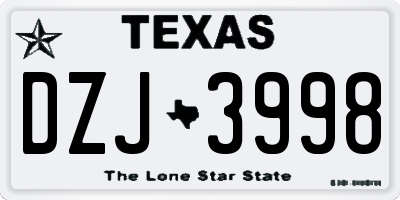 TX license plate DZJ3998