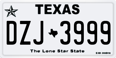 TX license plate DZJ3999