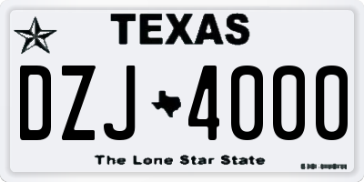 TX license plate DZJ4000