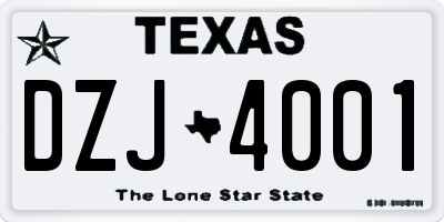 TX license plate DZJ4001