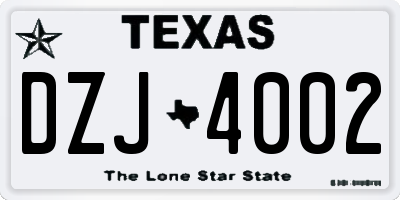 TX license plate DZJ4002
