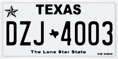 TX license plate DZJ4003