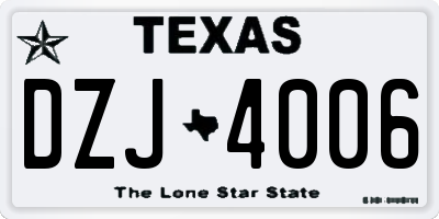 TX license plate DZJ4006