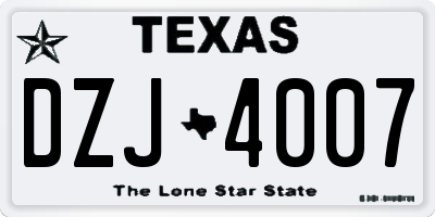 TX license plate DZJ4007