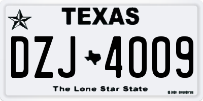 TX license plate DZJ4009