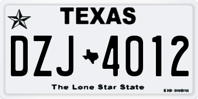 TX license plate DZJ4012