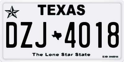 TX license plate DZJ4018