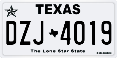 TX license plate DZJ4019