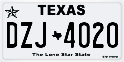 TX license plate DZJ4020