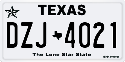 TX license plate DZJ4021