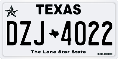 TX license plate DZJ4022