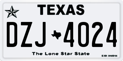 TX license plate DZJ4024