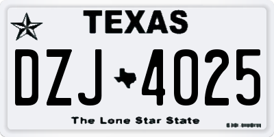 TX license plate DZJ4025