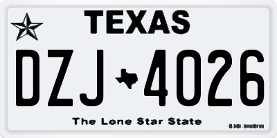 TX license plate DZJ4026