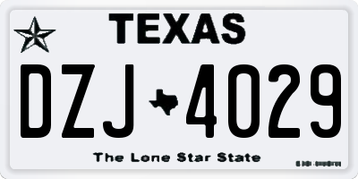 TX license plate DZJ4029