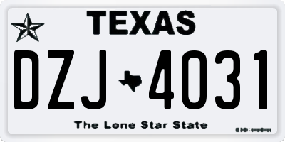 TX license plate DZJ4031