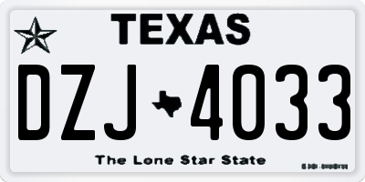 TX license plate DZJ4033