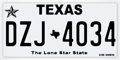 TX license plate DZJ4034